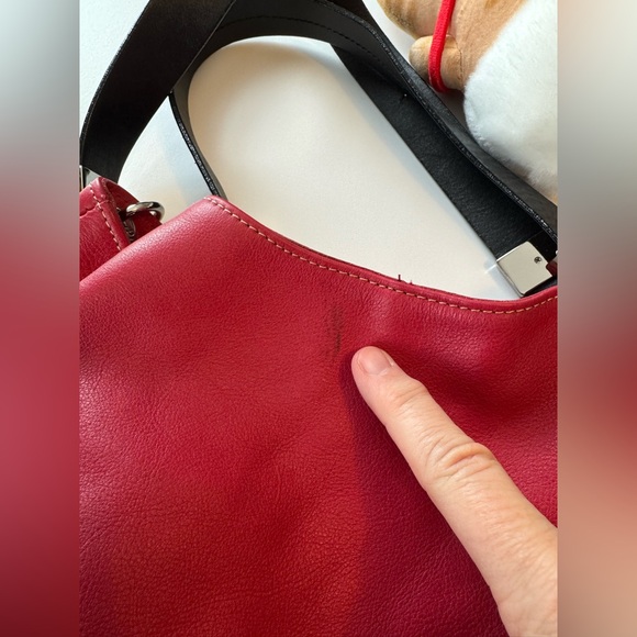 Prune red leather hobo bag w hello kitty car bag charm boho - Picture 7 of 14